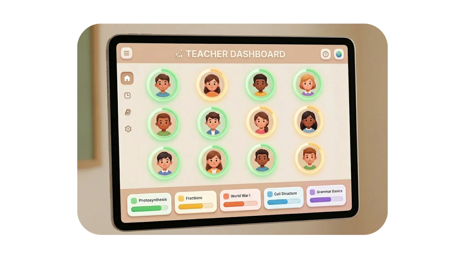 Teacher dashboard showing class retention data